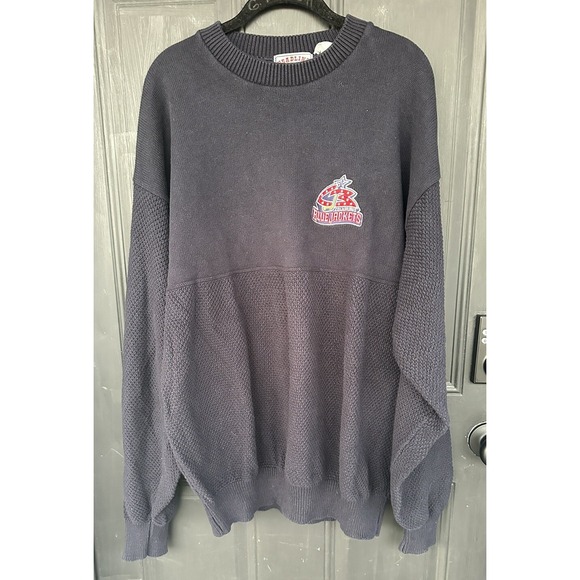Vintage‎ Columbus Blue Jackets Headline Sports Knit Embroidered Sweater XL NHL